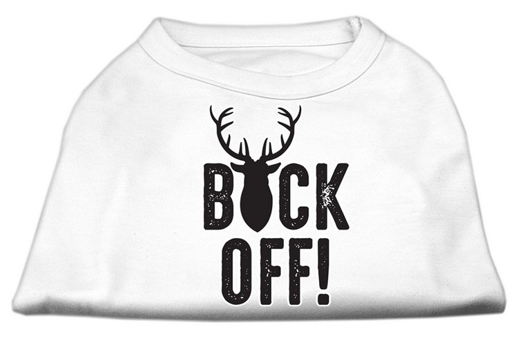 Buck Off Screen Print Dog Shirt White Med